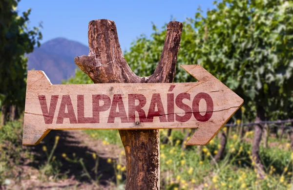 Señal de madera Valparaíso — Foto de Stock