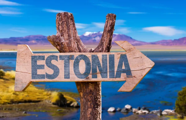Дерев'яні знак Естонії — стокове фото
