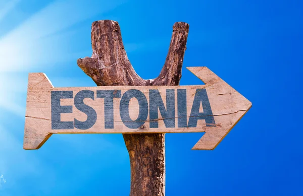 Estónia sinal de madeira — Fotografia de Stock