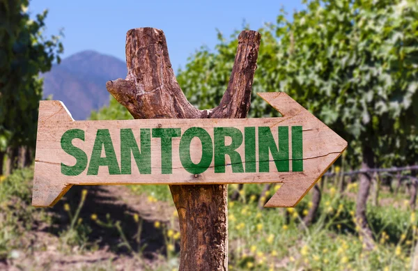 Santorini wooden sign — Stock Photo, Image