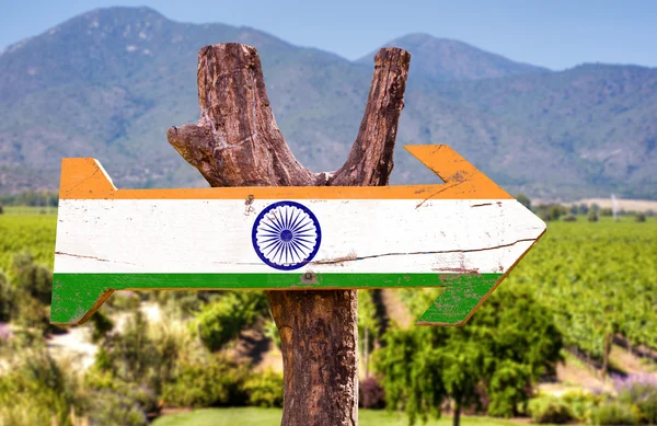 Bandeira da Índia sinal de madeira — Fotografia de Stock