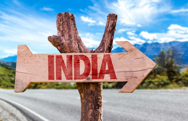 Índia sinal de madeira — Fotografia de Stock