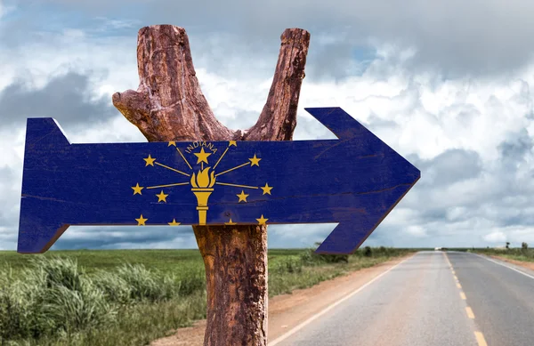 Señal de madera Bandera de Indiana — Foto de Stock