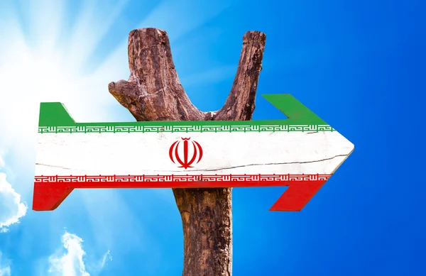 Vlag van Iran houten teken — Stockfoto