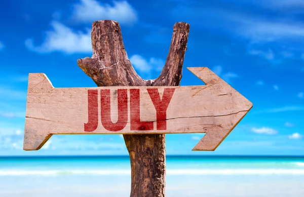 July wooden sign — Stock Photo, Image