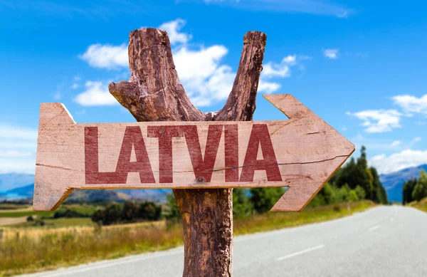Lettonia segno di legno — Foto Stock