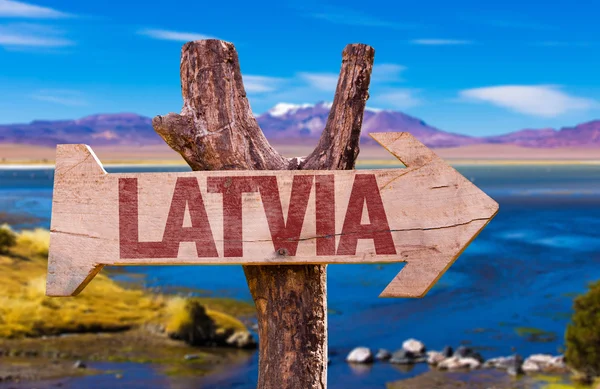 Latvia wooden sign — Stock Photo, Image