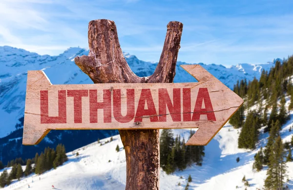 Λιθουανία ξύλινη πινακίδα — Φωτογραφία Αρχείου