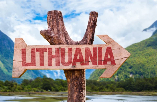 Деревянный знак Литвы — стоковое фото