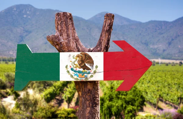 Holzschild mit mexikanischer Flagge — Stockfoto