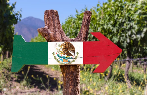 Bandeira do México Sinal de madeira — Fotografia de Stock