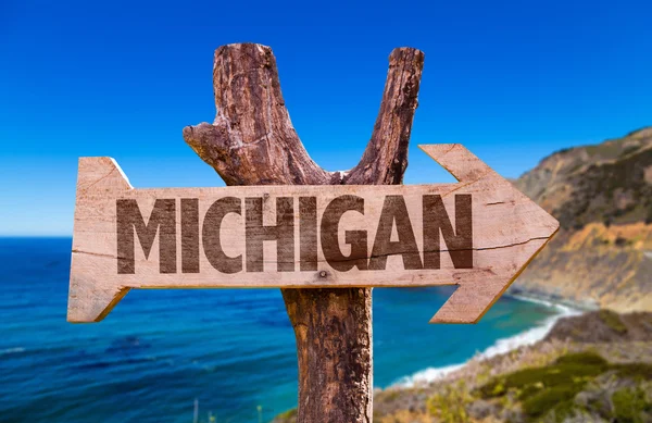 Michigan sinal de madeira — Fotografia de Stock