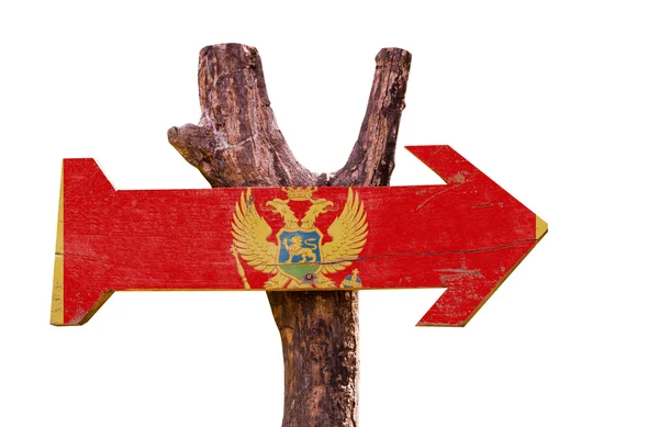 Holzschild mit montenegrinischer Flagge — Stockfoto