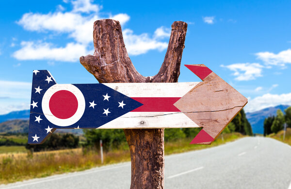 Ohio Flag wooden sign