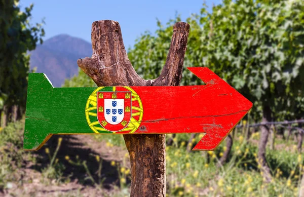 Portugal houten vlag teken — Stockfoto