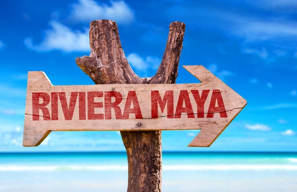 Riviera Maya ahşap işareti — Stok fotoğraf