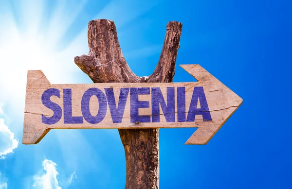 Slovenië houten teken — Stockfoto