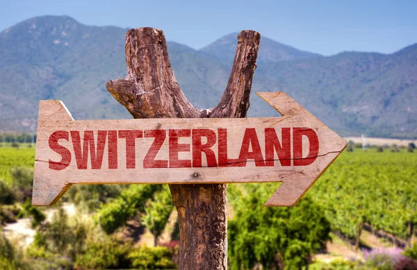 Switzerland wooden sign — Stock Photo, Image