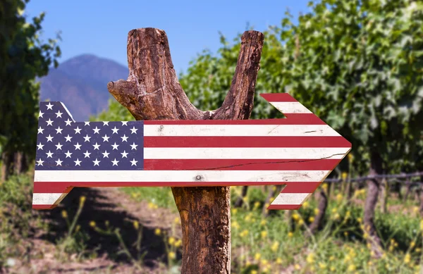 United States flag wooden sign — Stock Photo, Image