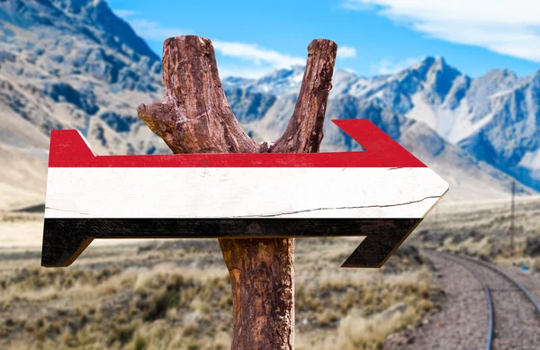 Yemen Flagge hölzernes Schild — Stockfoto