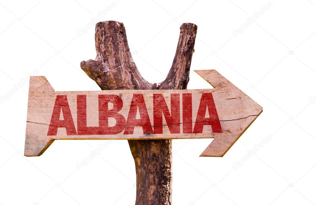 Albania wooden sign