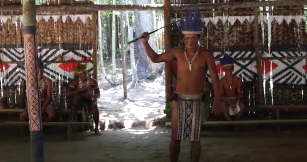 Indisk stam ritual i Amazonas, Brasilien — Stockvideo