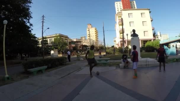 Guys Playing Soccer in Vedado — Stock Video