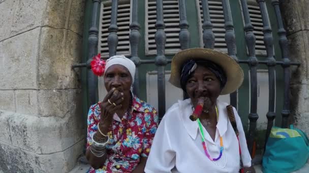 Cubanos fumando cigarros — Vídeo de stock