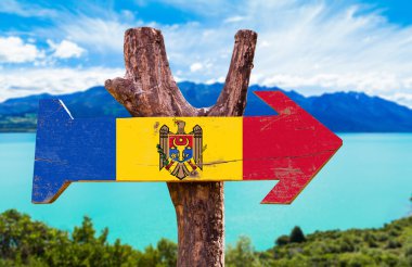 Moldova bayrağı ahşap işareti