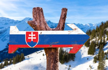 Slovakia Flag wooden sign clipart