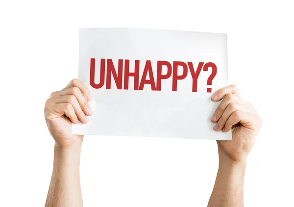 Unhappy? text placard — Stock Photo, Image