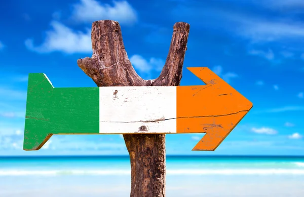 Holzschild mit irischer Flagge — Stockfoto