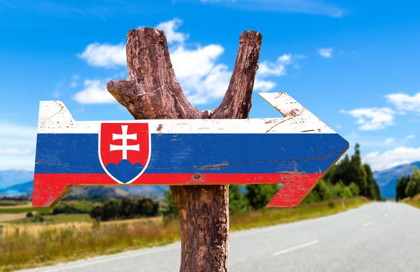 Slovakien flagga träskylt — Stockfoto