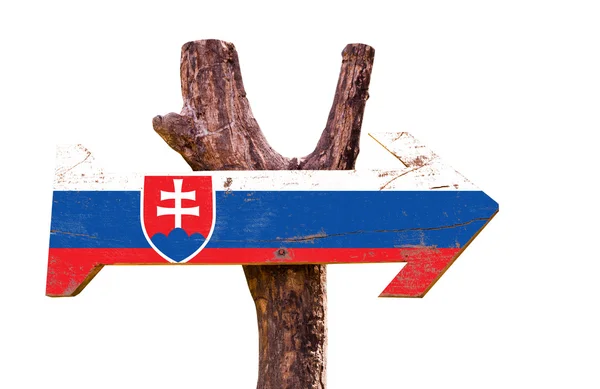 Flaga Słowacji drewniany znak — Zdjęcie stockowe
