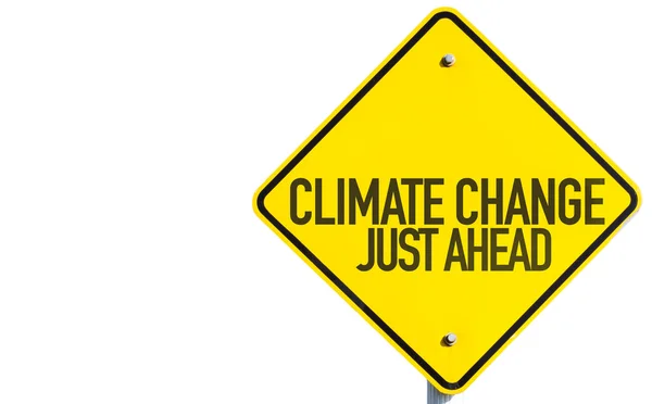 Κλιματική αλλαγή ακριβώς μπροστά πινακίδα — Φωτογραφία Αρχείου