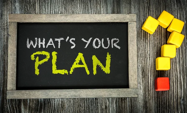Qual é o teu plano? em chalkboard — Fotografia de Stock