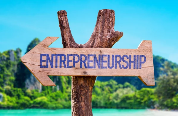 Entrepreneurship wooden arrow — Stock Photo, Image