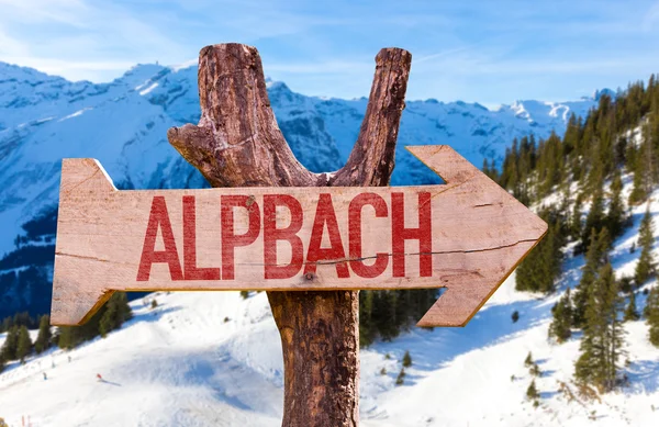 Alpbach wooden sign — Stock Photo, Image