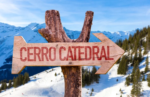 Cerro Catedral segno di legno — Foto Stock