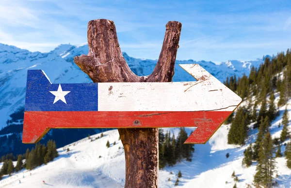 Señal de madera Bandera de Chile —  Fotos de Stock