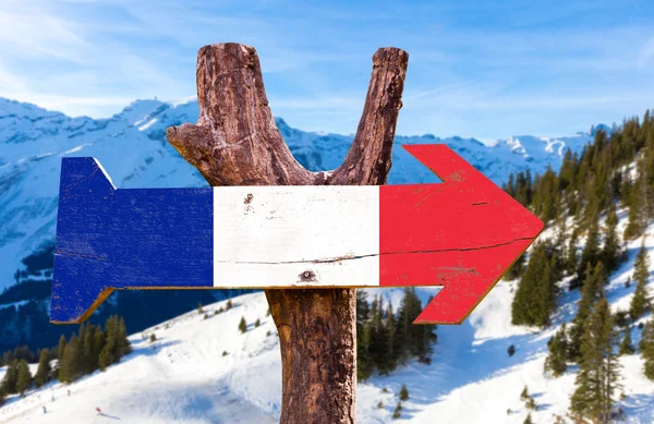 Fransa bayrağı ahşap işareti — Stok fotoğraf