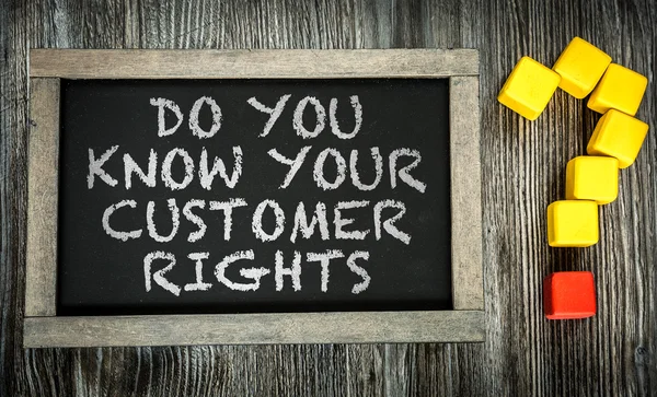Γνωρίζετε τα δικαιώματά τους πελάτες σας; σε πίνακα κιμωλίας — Φωτογραφία Αρχείου