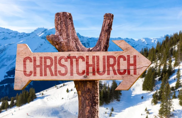 Christchurch drewniany znak — Zdjęcie stockowe