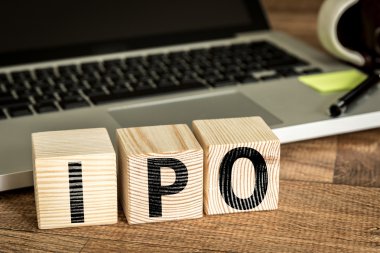 IPO written on a wooden cubes clipart