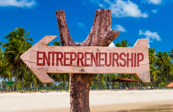 Entrepreneurship wooden arrow — Stock Photo, Image