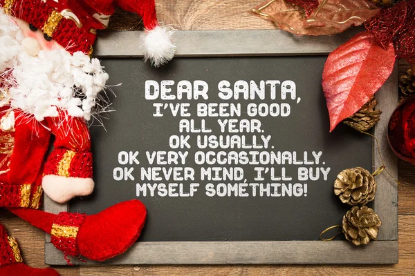 黑板上用圣诞搞笑的短 — 图库照片