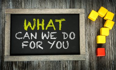 What Can We Do For You? on chalkboard clipart