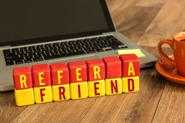 Refer a Friend written on cubes — Stock Photo, Image