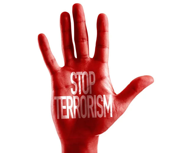 Arrêter le terrorisme peint à portée de main — Photo
