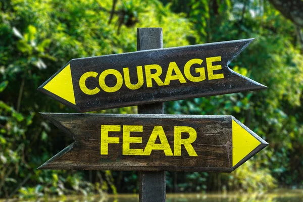 Courage - Fear signpost — Stock Photo, Image